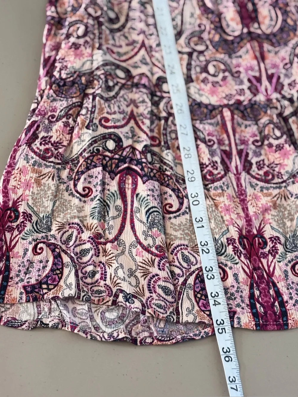 Knox Rose Paisley Babydoll Dress XXL Purple Red Multi Tiered Mini Boho pockets - Picture 11 of 11